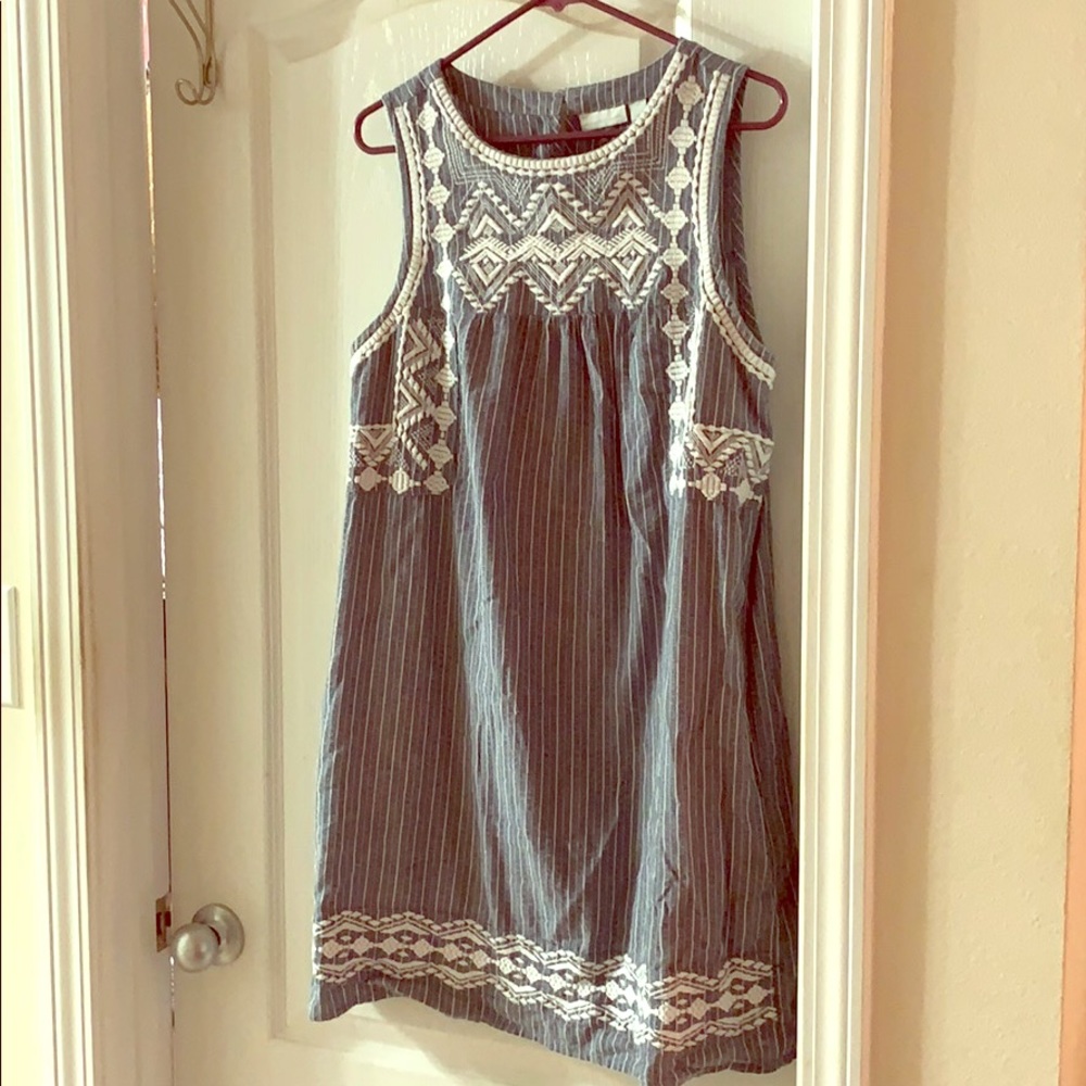 NY & Co denim-like sun dress size large